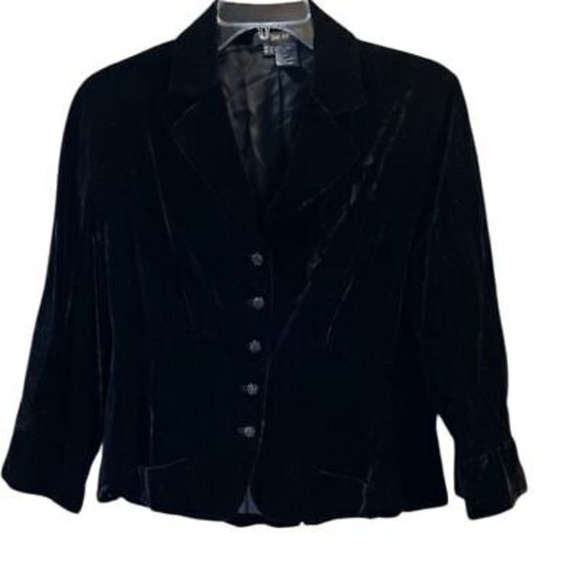 Per Se Women's Black Velvet Blazer Jacket Size 8 Formal Long Sleeve - Picture 1 of 7